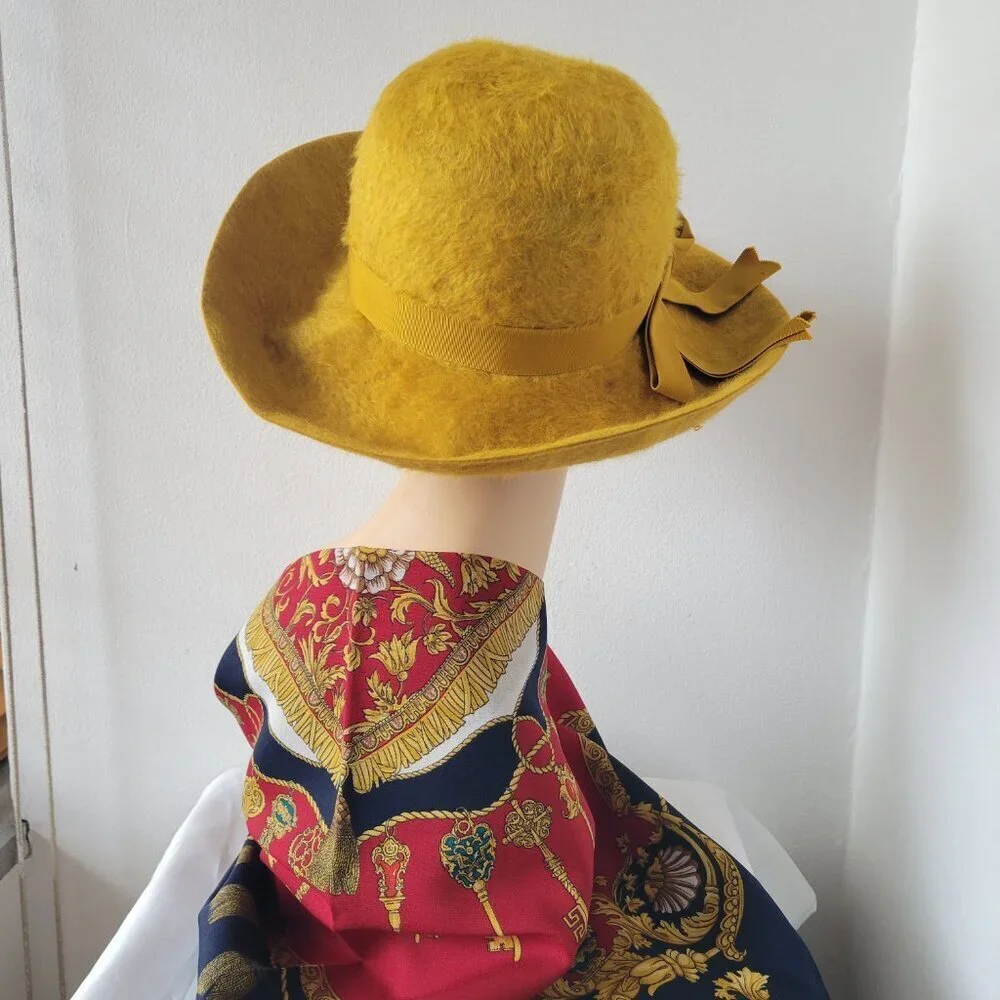 Mr. Charles Mustard Yellow Felt Fuzzy Exclusive Coronet Women's Country Fedora